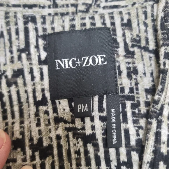 Nic & Zoe Black and White Open Front Cardigan, Blazer Jacket, Petite Medium - Picture 6 of 7